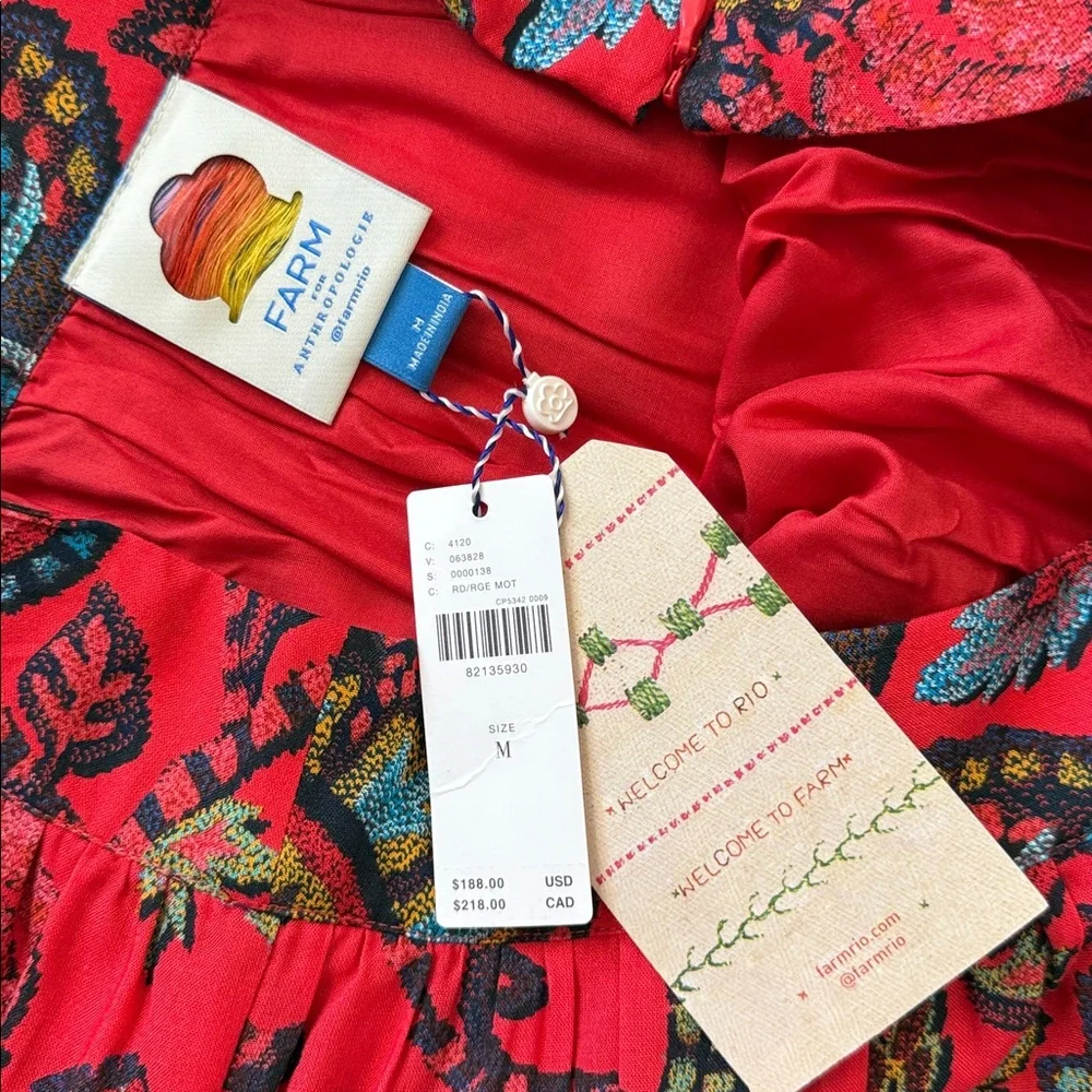 NWT!!! FARM Rio Floral Red Maxi Tiered Skirt Size M - Picture 7 of 13